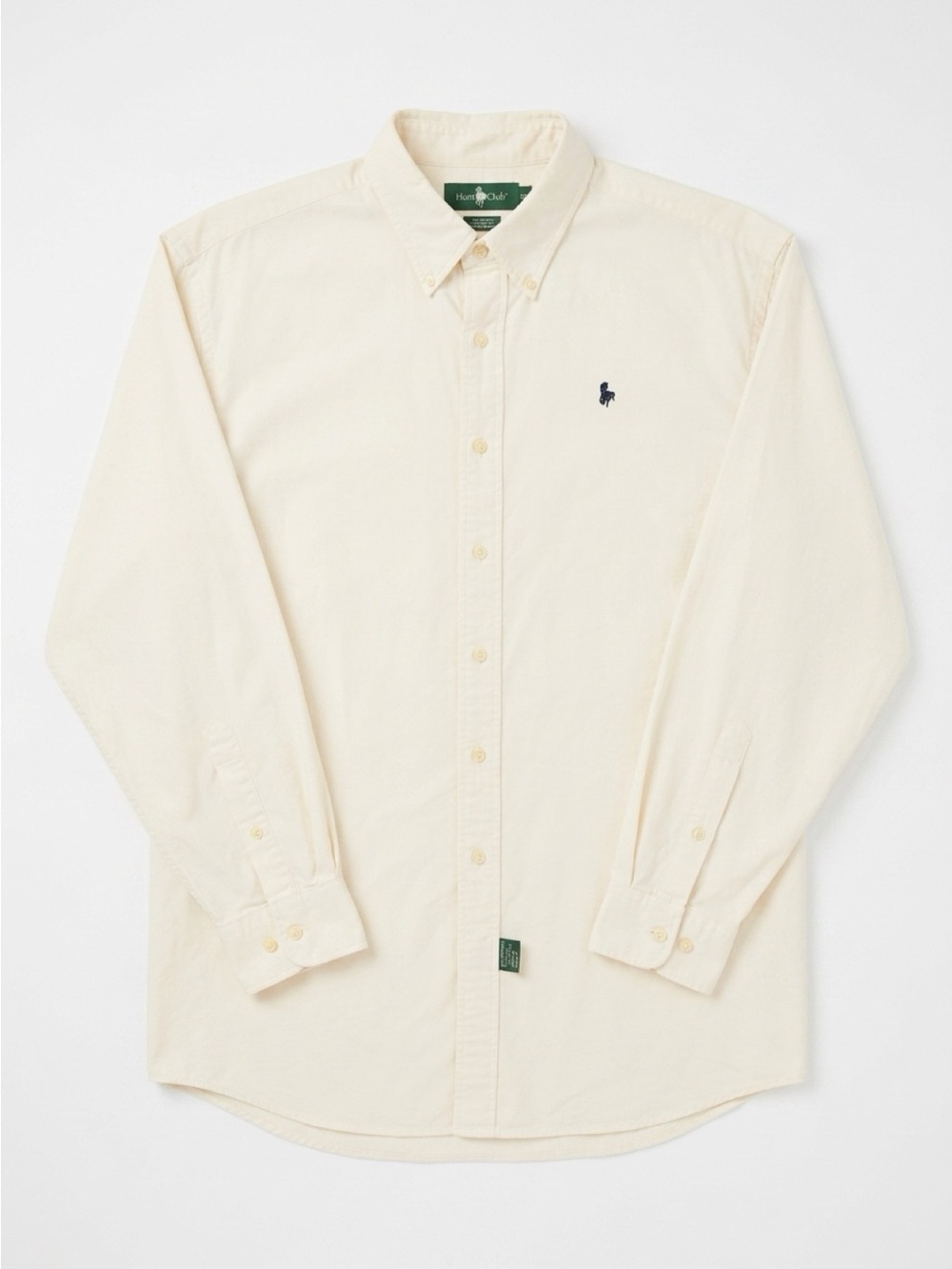 Hunt Club Cream Button-Down Oxford Shirt with Navy Logo